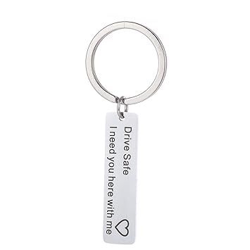 Leoie Sweet Drive Safe I Need You Here with Me Letters Key Chain Pendant for Drivers (10x40 mm)
