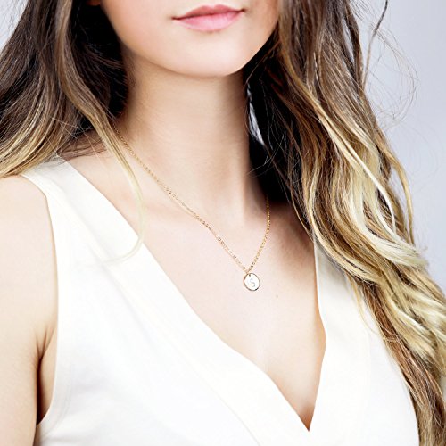 MignonandMignon Gold Initial Necklace Initial Disc Necklace Bridesmaid Jewelry Gift for Her (U) - CN