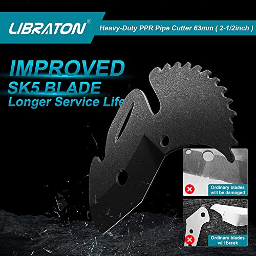 Libraton PVC Pipe Cutter 2-1/2" (63mm), Large PVC Pipe Cutter, Improved Blade for Heavy Duty Plastic Pipe Cutter for Cutting PVC Pipes, Pex Pipes, Plastic Pipes | Improved blade for heavy duty plastic pipe cutter for cutting PVC, PEX, plastic pipes (improved version)