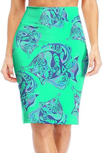 Grh Skirt Dolphins and Tropical Fish Women Knee Length Skirts Bodycon Suiting Modern Series Pencil Skirts