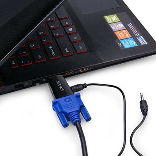 HDMI to VGA, Splaks Tiny Portable HDMI TO VGA with Audio Adapter Male to Female with 3.5mm Audio Output for PC Laptop Power-Free, Raspberry Pi Laptop ,Projector,HDTV,PS3,Xbox STB Blu-ray DVD