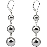 Long Gold Balls Beaded Leverback Dangle Earrings for Women, Formal Round Ball Bead Drop Statement Earrings Trendy Aesthetic Retro Jewelry Accessories