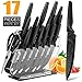 HOBO 17-Piece Knife Set, Stainless Steel Chef Knife Set with Acrylic Block Professional Non-Slip Handle, Kitchen Scissors, Cooking, Black Knife Sets