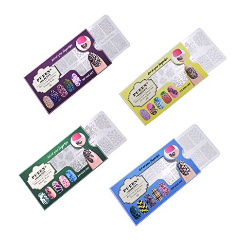 PUEEN Nail Art Stamping LOVE BOX II 02 - 4 Lover Collection Plates - 125x65mm Unique Nailart Polish Stamping Manicure Image Plate Accessories Kit BH000665