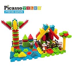 PicassoTiles PTB100 100pcs Bristle Lock 3D Building