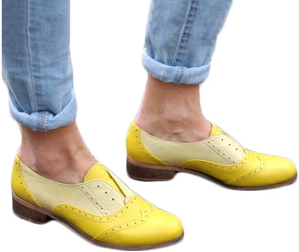 Amazon Joyto コインローファー レディース 女子 ペニーローファー Puレザーシューズ 欧米風 軽量 スリッポン ローヒール 2 5cm 大きいサイズ 歩きやすい 3e 通勤 通学 冠婚葬祭 就職活動 イエロー 24 5cm Joyto ローファー スリッポン