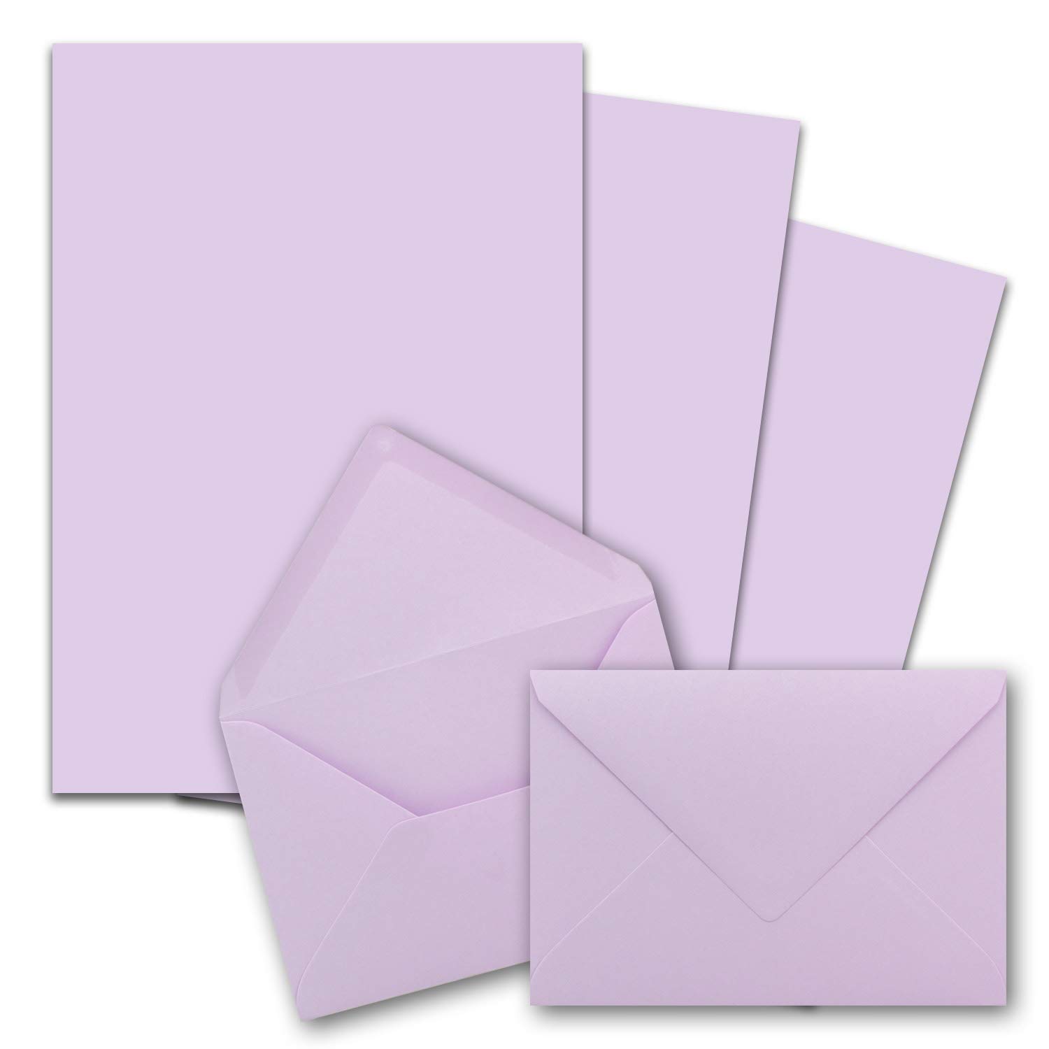 25x stationery sets DIN A5 with C6 envelopes - purple - wet glue - matt writing paper with envelopes -