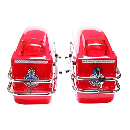Vogvigo Motorcycle Modified Side Boxs Twin Motorcycle Bike Panniers Saddlebags Travel Bags PP Plastic Material 42 15.5 26.5CM 2 Pcs (Red)