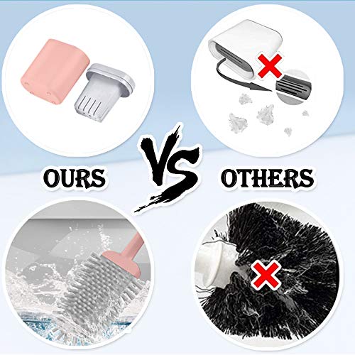 cshare Toilettenbürste, WC Bürste und Behälter,Klobürste Silikon mit Schnell Trocken Behälter und Griff,Wandmontage & Stehen Silikon Toilettenbürste Set für Badezimmer oder Gäste-WC(Rosa)