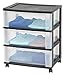 IRIS 3-Drawer Wide Cart, Black
