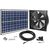 GBGS Solar Powered Exhaust Fan AC Power Backup, Built-in Thermostat Switch, 1750CFM, 4200sq/ft Ventilation, IP68 Brushless DC Motor, Adjustable Solar Panel, 40db, 47.5ft Cable, Double Rust Free