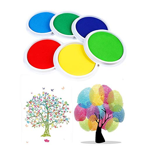 Craft Large Ink Pad Stamps Partner DIY Color, Washable Rainbow Finger Ink Pad for Fingerprints Birth Footprint Rubber Stamps for Office Usage Kids Gift (Set of 9) - Thumbnail 3