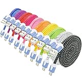 Micro USB Charger, Besgoods 10PCS Long (2m/6ft) Colorful High Speed Fast Durable Nylon Braided Micro USB Charging Data Cable for Android, Samsung Galaxy S6 Edge/Note 5, HTC, LG, and More