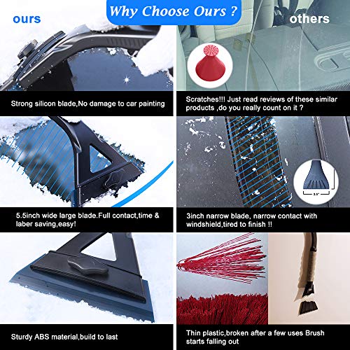 Ice Scraper for Car - Max Full Contact Windshield Scraper |5.5" Widest Shape Adjust Blade| Snow Scraper Shovel for Car No Scratches Quick Removal,Time &Labor Saving - Thumbnail 3
