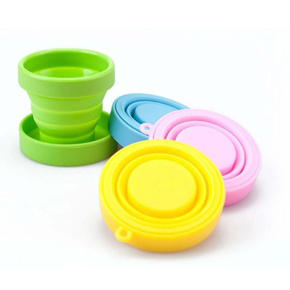 BinPhorm Silicone Foldable Cup,4 PCS Collapsible Cups with Sealing Lid Folding Water Cup Foldable Travel Mugs for Picnic Camping Outdoor Hiking