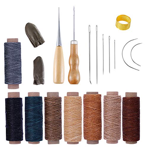 Bookbinding Tools Kits,22PCS Premium Sewing Tools for Leather,Handmade Books and Paper DIY Bookblind Set, Including Sewing Needles/Waxed Thread/Awl and So On Like Main Picture