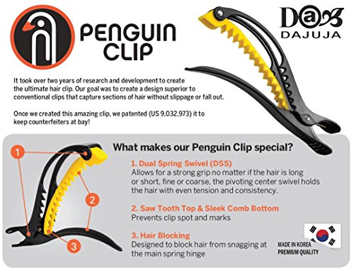 Professional Premium Hair Clips Large with Non-Slip Grip Penguin Clip works for All Hair Types (Colors Vary)