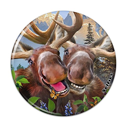 Moose Selfie Pinback Button Pin Badge - 2.25