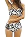 Lalagen Women's Strappy Hollow Out Floral Swimwear High Waist Bikini Sets Black L