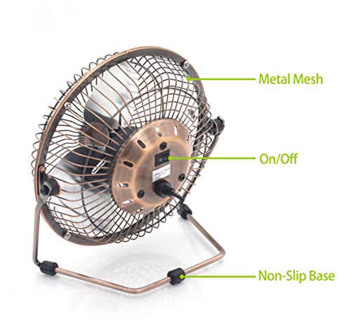 Esup 6 inch Small Fan Desktop USB Fan, Fan Quiet, USB Powered, Personal Table Fan, Mini Desk Fan - Black, Perfect School Supplies (6 Inch Bronze) - Thumbnail 2