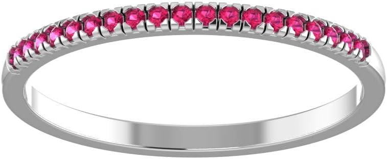 Solid Sterling Silver Delicate & Dainty Band Gemstone Ring for Women