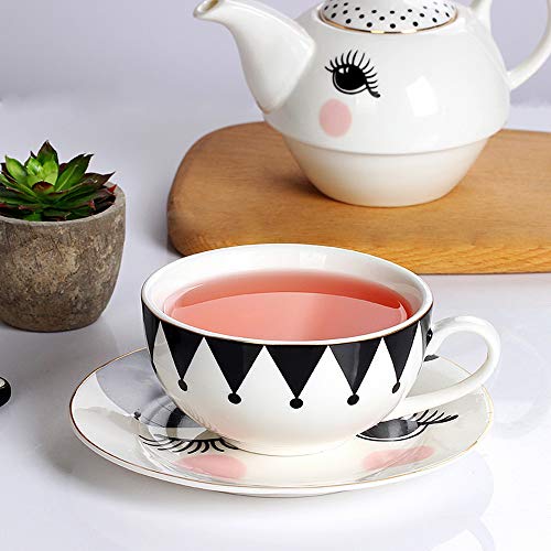 MonLiya Teapot Cup Saucer Set Cartoon Ceramic Teapot with Lid Gift For Mom Grace Teaware Fine Porcelain Elephant Teapot Coffee Mug Bone China Blue Teapot and Server Set for One