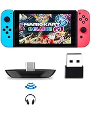 Bluetooth Adapter for Nintendo Switch/Lite, BT 5.0 Wireless Audio Transmitter with Low Latency USB C to A Converter for Bluetooth Headphone Speakers on PC Laptop Airpods, Black