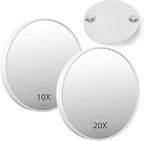 FUNT0UCH Travel Magnifying Mirror Set 10X/20X 4.1in White 2PCS Suction Cups