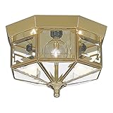 Sea Gull Lighting 7661-02 Grandover Three-Light Flush Mount Ceiling Light with Clear Beveled Glass Panels, Polished Brass Finish