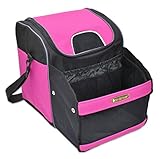 Travel Car Cooler Bag with Shoulder Strap, Portable Trunk Organizer and Lunch Cooler Combo by Dr. Driver (Black/Pink)