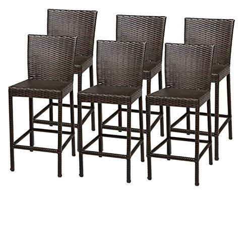 TKC Napa Outdoor Wicker Bar Stools in Espresso (Set of 6) Beachfront Decor