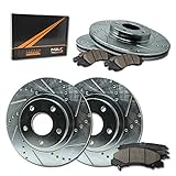 Max KT053613 Front + Rear Silver Slotted & Cross Drilled Rotors and Ceramic Pads Combo Brake Kit