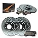Max Brakes Front & Rear Performance Brake Kit [ Silver Zinc Slotted Drilled Rotors + Ceramic Pads ] KT053613 Fits: 08-12 Grand Caravan + Town & Country 09-11 Journey | VW 09-12 Routan