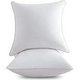 FAVRIQ 18 x 18 Pillow Inserts (Set of 2) - 18 Inch Square Interior Sofa Throw Pillow with 100% Cotton Cover - Decorative Pillow Insert Pair - White Couch Pillow