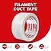 XFasten Filament Duct Tape, Transparent, 2 Inches x 30 Yards, Extreme Fiberglass Reinforced Cross Strapping Tape