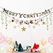 2018 Christmas Banner Set (Pre-Strung) Merry Christmas Banner With Gold Stars Gold Foil Swirls