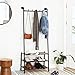 VASAGLE Coat Rack with Shoe Rack, Industrial Pipe Style Hall Tree, Angled Coat Stand for Hallway Entryway, Standing Against The Wall, Bolt Hooks and Slat Shelves, Stable Metal Frame, Black URCR75BX