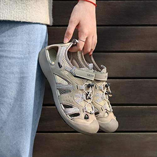 GRITION-Women-Outdoor-Hiking-Sandals-Summer-Adjustable-Closed-Toe-Beach-Sport-Walking-Shoes-Blue-Purple-Beige
