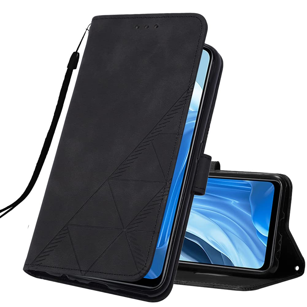 IMEIKONST Wallet Case for Redmi 13C, Premium PU Leather Magnetic Closure Credit Card Holder Flip Folio Stand Function Shockproof Cell Phone Cover for Redmi 13C. Black YBS