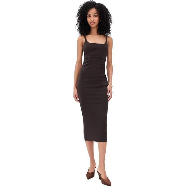 Tank Fit Flare Midi Dress Deep Black XS at Amazon Women's Clothing store