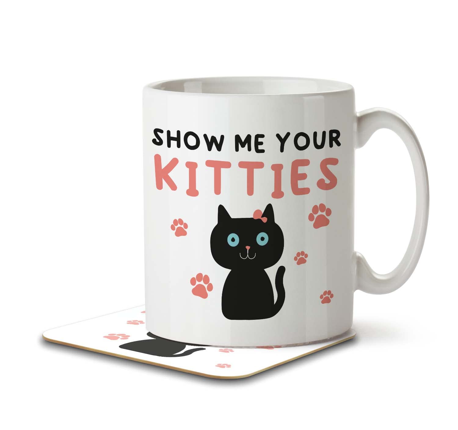 The Inky Penguin - Show Me Your Kitties - Funny Cat Mug and Coaster, Ceramic, 11fl. oz.