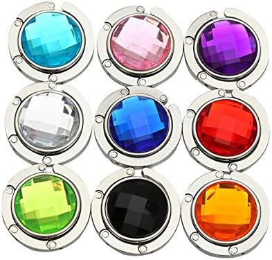Purse Hooks Womens Colorful Purse Hooks Crystal Diamond Folding Section Storage Handbag Hook Hanger Holder