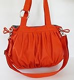 Virine canvas pleats bag, purse, tote, shoulder bag, everyday bag, travel bag, cross body, women (11"long x 11.5"tall) burnt orange color