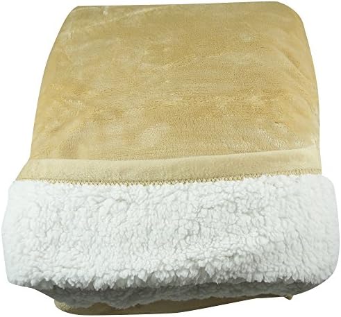 Greeworld Collection Microfiber Velvet Silky Soft Sherpa Borrego Reversible Throw Solid Blanket Twin Size, Yellow, Gold