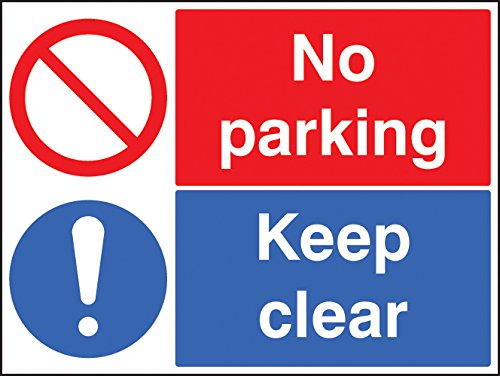 Caledonia Signs 13221Q Keep Clear No Parking Sign, Rigid Plastic, Q: 600 mm x 450 mm