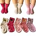 Kakalu 5 Pairs 12-36 Months Baby Girl Upside Down Cartoon Anti-Slip Cozy Ankle Cotton Socks Toddler Walker Non Skid Sneakers Footsocks Shoe Socks Foot Cover With Grips