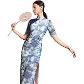 ROYAL SMEELA Qipao Dress for Women - Cheongsam Dress With Mandarin Collar and Slit - Chinese Traditional Clothes