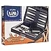 WE Games Backgammon Set, Board Games for Adults - Travel Games - Black with Gray Stripe Magnetic Leatherette Backgammon Board and Carrying Strap - Travel Backgammon Sets for Adults