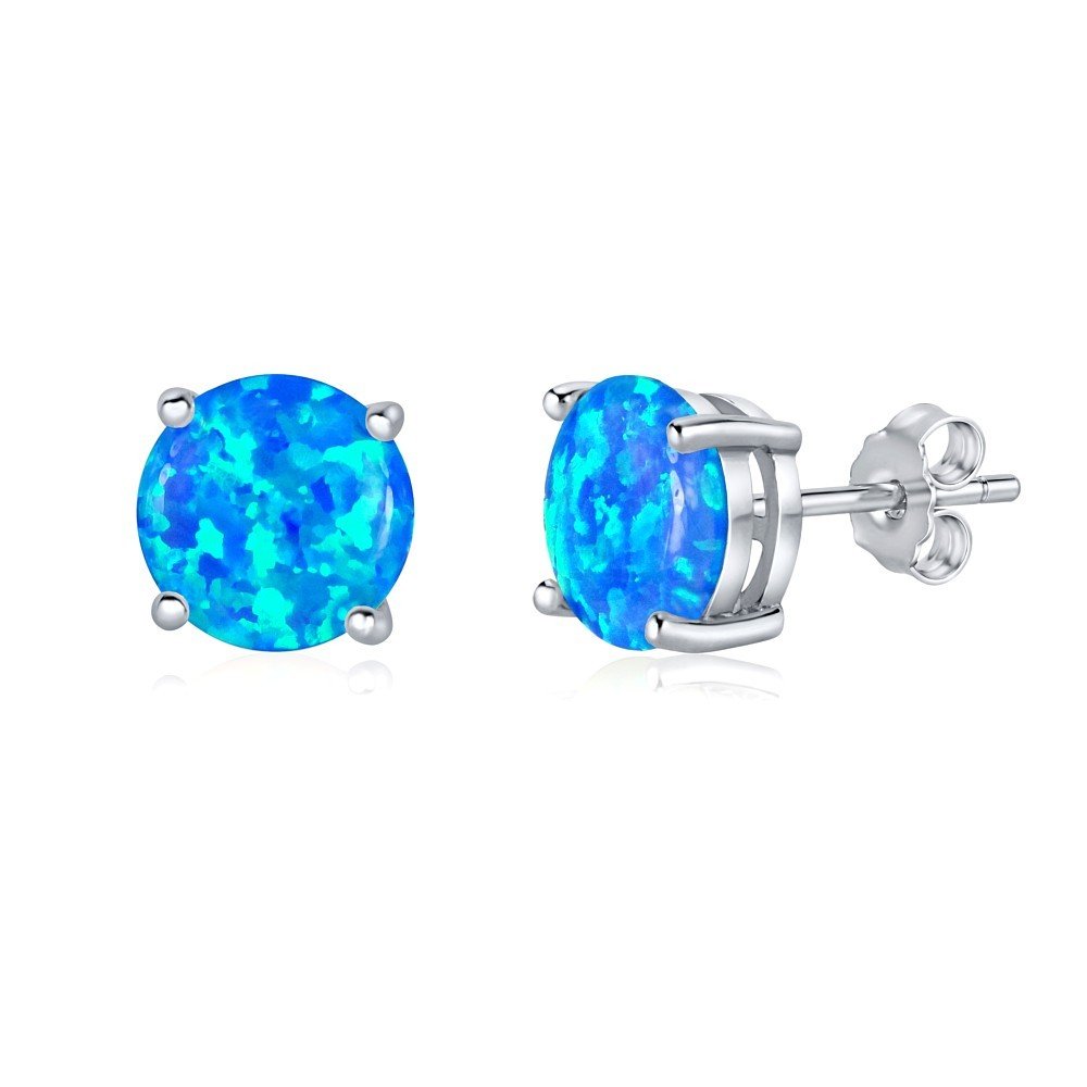 SILVEGO JJJEB302004 Women 925 Sterling Silver Earrings with Synthetic Blue Opal