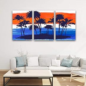 3 Panel Canvas Wall Art Gorgeous Palm Trees Pictures Home Wall Decorations for Bedroom Living Room Paintings Canvas Prints Framed - 16"x24" x 3 Panels